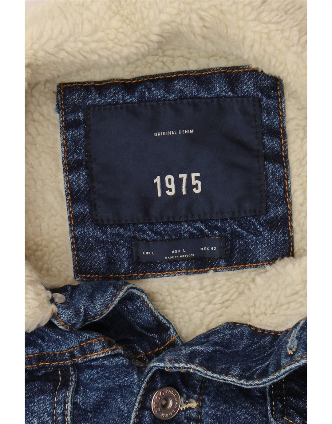 Ανδρικό τζιν μπουφάν ZARA Sherpa UK 40 Large Navy Blue Cotton