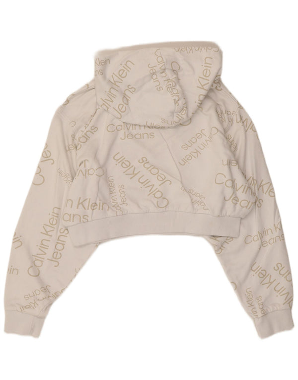 Γυναικεία τζιν Calvin Klein Oversized Crop Hoodie Jumper UK 10 Small White