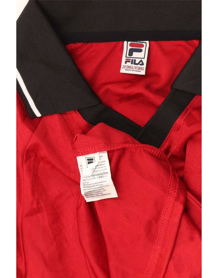 Ανδρικό γραφικό πόλο μπλουζάκι Fila 2XS Red Colourblock Polyester