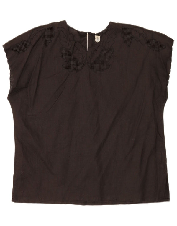 Γυναικεία μπλούζα Umberto Severi Top UK 14 Medium Black Floral Λινό