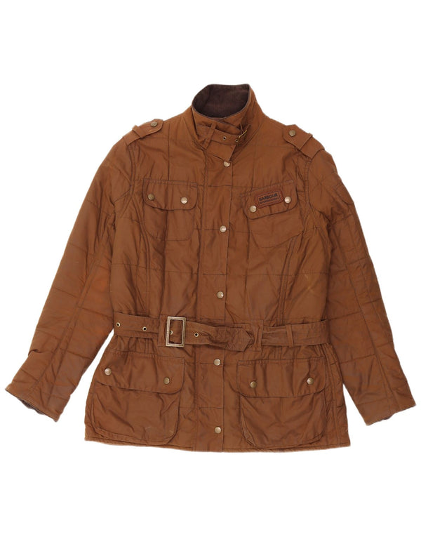 BARBOUR Womens Military Waxed Cotton Jacket UK 16 Large Brown Cotton