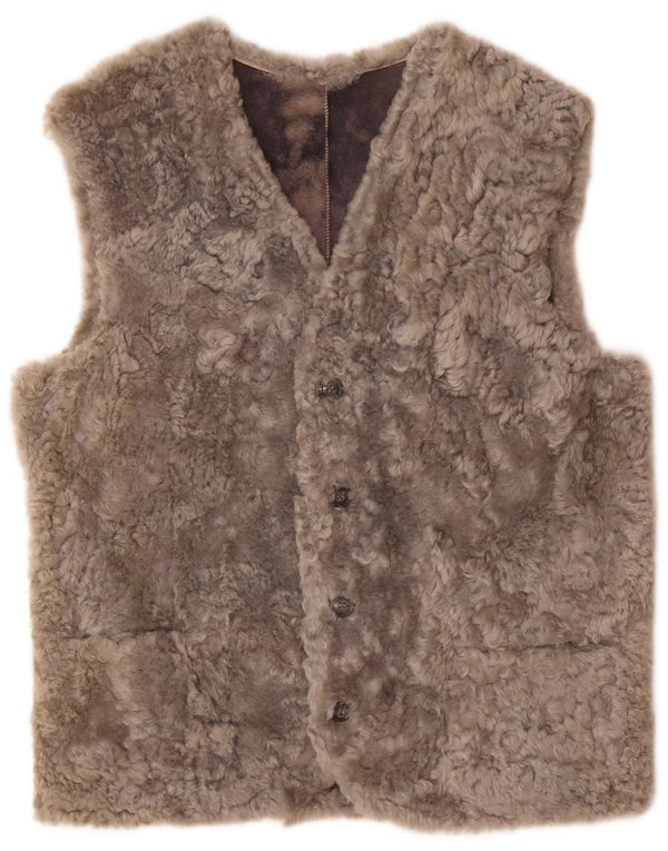 Vintage Ανδρική Faux Fur Gilet IT 56 3XL Γκρι