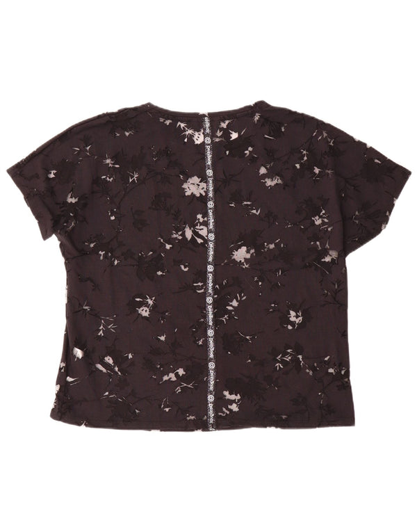 Desigual Γυναικείο T-Shirt See Through γραφικό Top 16 μεσαίο μαύρο φλοράλ
