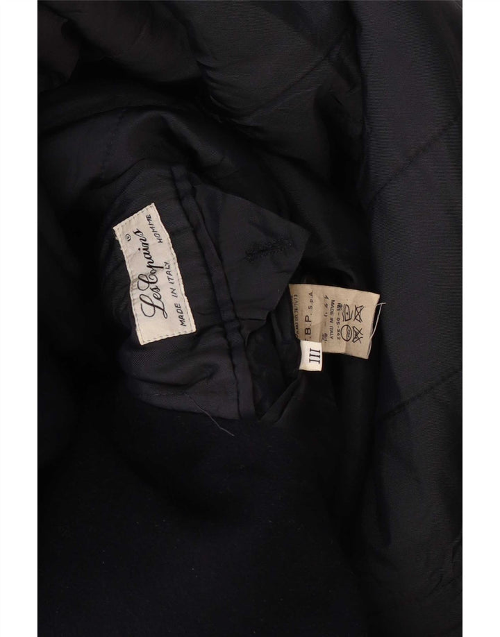 Les Copains Ανδρικό παλτό με διπλό στήθος UK 36 Small Navy Blue Wool
