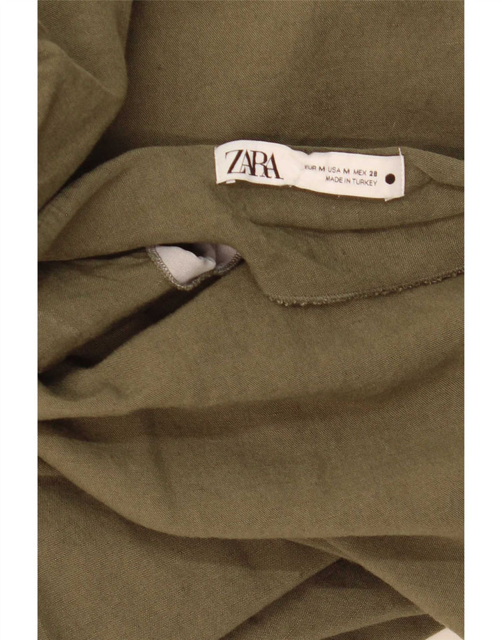 Zara Γυναικεία Μίντι Φούστα Μεσαία W28 Χακί