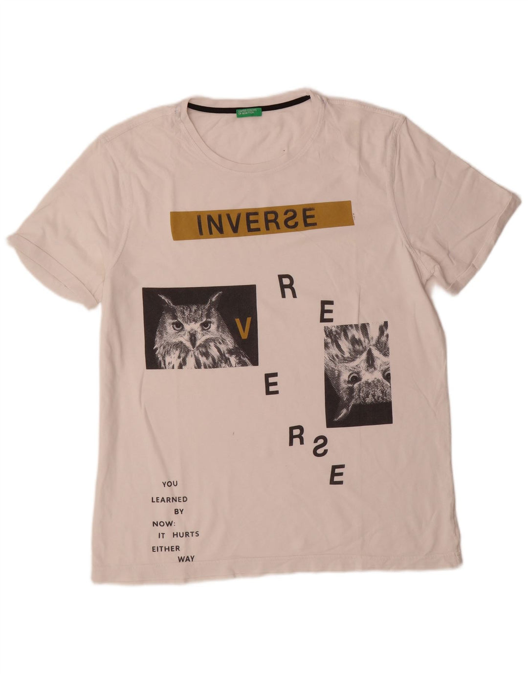 Ανδρικό γραφικό μπλουζάκι Benetton Top Medium White