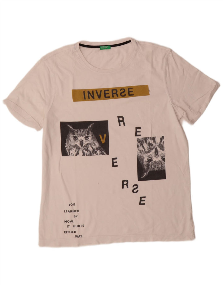 Ανδρικό γραφικό μπλουζάκι Benetton Top Medium White