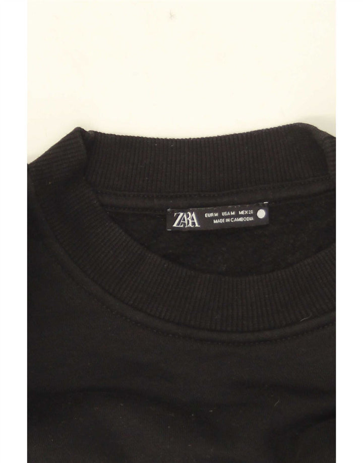Zara Γυναικεία φούτερ Crop Jumper UK 14 Medium Black