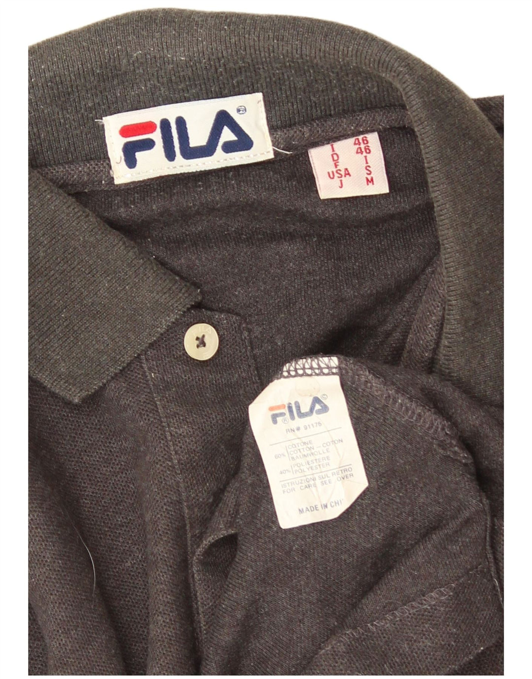 Ανδρικό μακρυμάνικο μπλουζάκι πόλο Fila Μικρό γκρι βαμβακερό