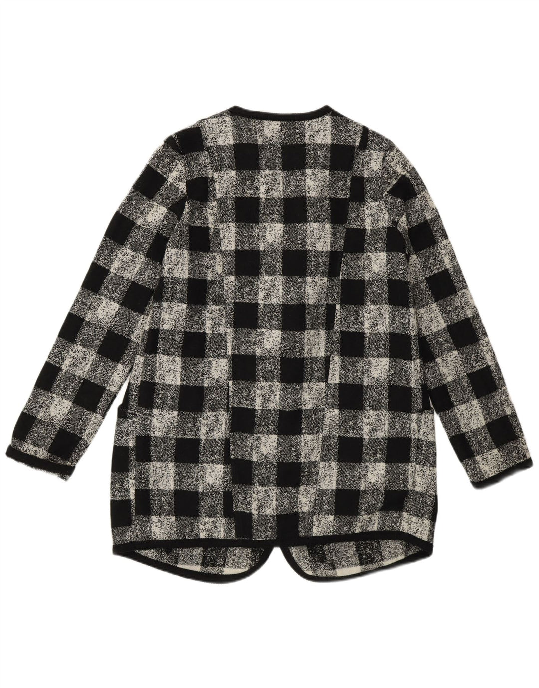 Sisley Γυναικείο Μπουφάν Μπλέιζερ Υπερμεγέθης UK 6 XS Μαύρο Ακρυλικό Gingham