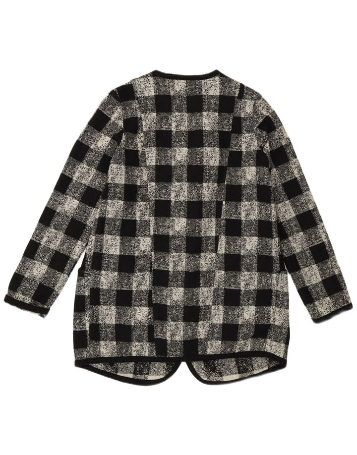 Sisley Γυναικείο Μπουφάν Μπλέιζερ Υπερμεγέθης UK 6 XS Μαύρο Ακρυλικό Gingham