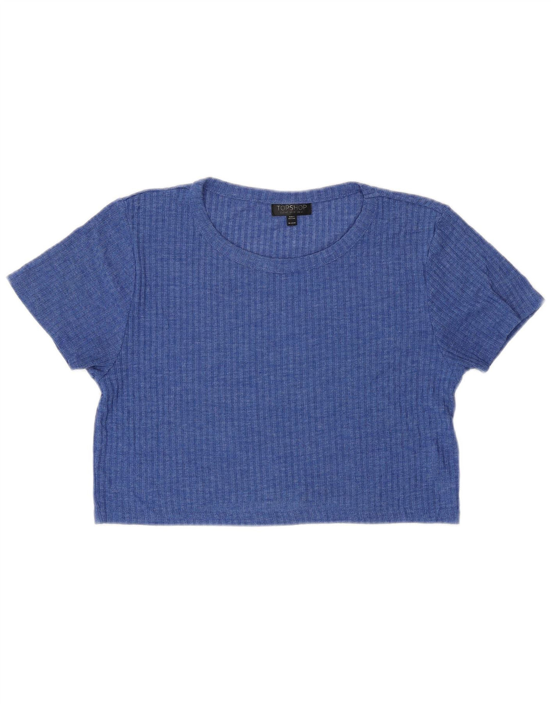 TOPSHOP Womens Crop T-Shirt Top UK 14 Large Blue Polyester