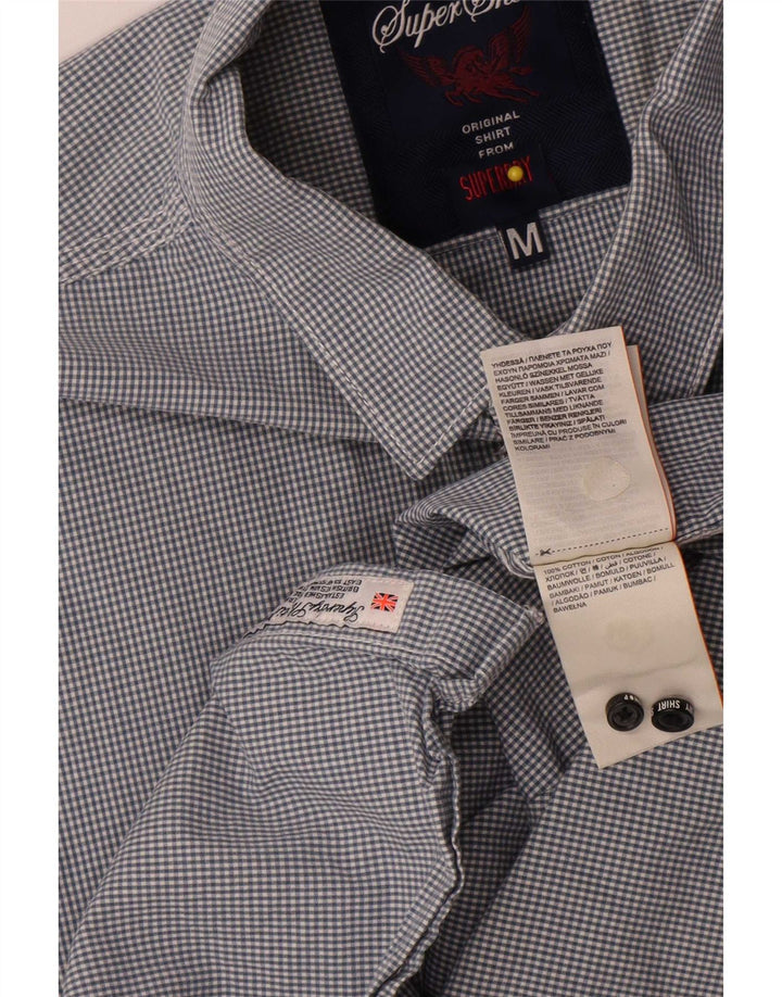 Ανδρικό πουκάμισο Superdry, μεσαίο μπλε βαμβακερό Gingham