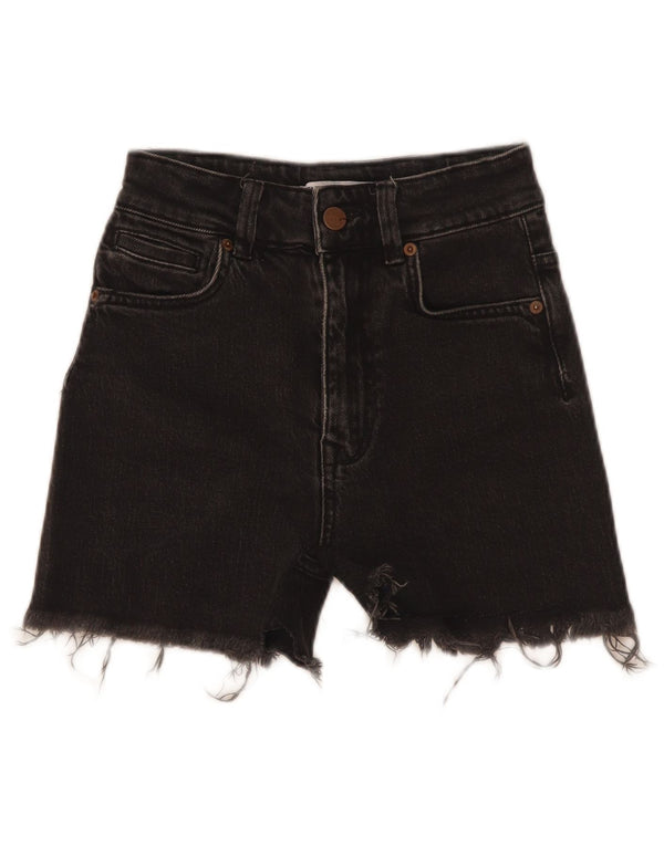 Zara Womens Denim Shorts EU 32 2XS W22  Black Cotton