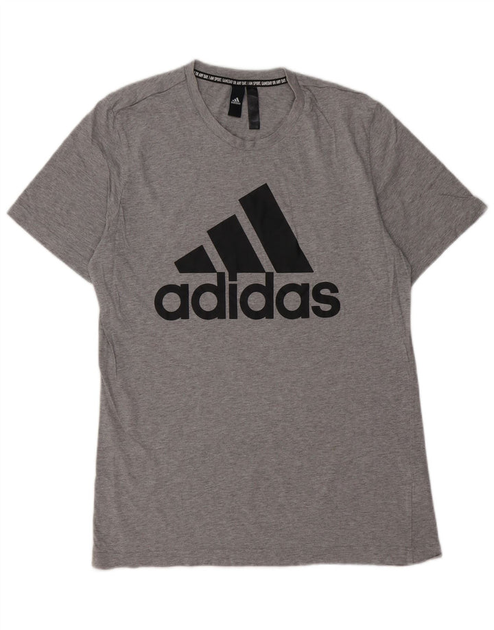 ADIDAS Mens Graphic T-Shirt Top Small Grey Cotton