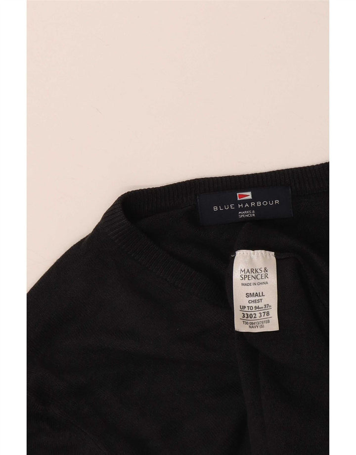Ανδρικό πουλόβερ Marks & Spencer Blue Harbor με λαιμόκοψη με λαιμόκοψη, μικρό μαύρο ακρυλικό