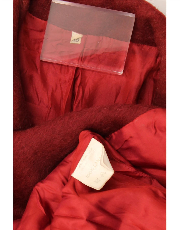 VINTAGE Γυναικείο Παλτό Διπλό IT 48 XL Μαλλί μπορντό