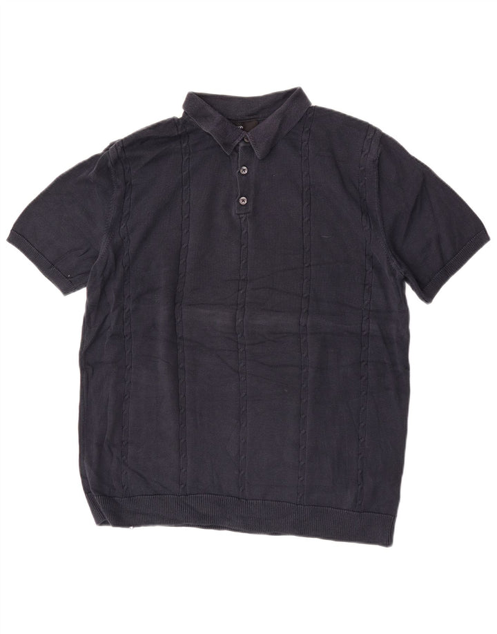 Marks & Spencer Ανδρικό πουλόβερ με αυτόγραφο Polo Neck Jumper Medium Navy Blue