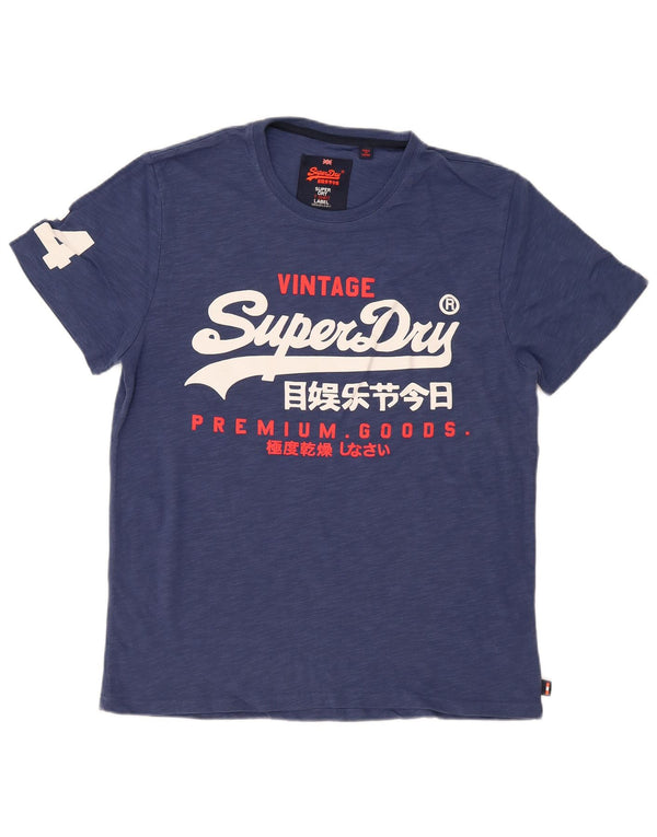 Superdry Ανδρικό γραφικό T-Shirt Top 2XL Μπλε βαμβακερό