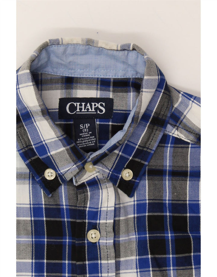 CHAPS Boys Flannel Shirt 7-8 Years Small Navy Blue Check Cotton Vintage Chaps and Second-Hand Chaps from Messina Hembry 
