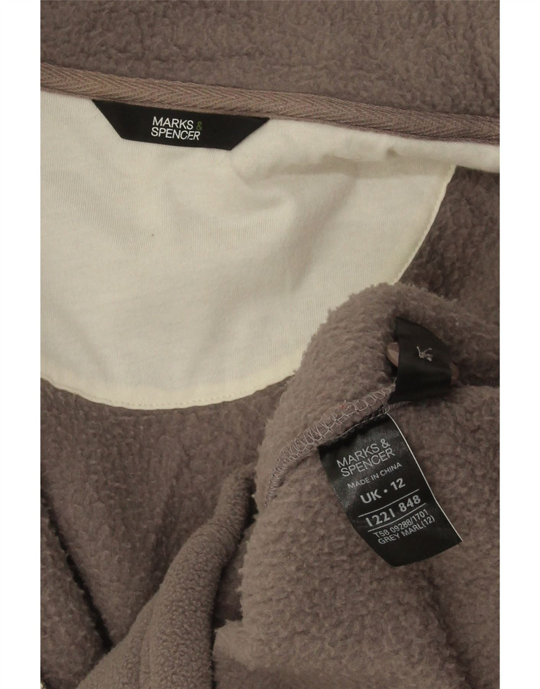 Marks & Spencer Γυναικείο μπουφάν φλις μεγάλου μεγέθους UK 12 μεσαίο γκρι πολυεστέρας
