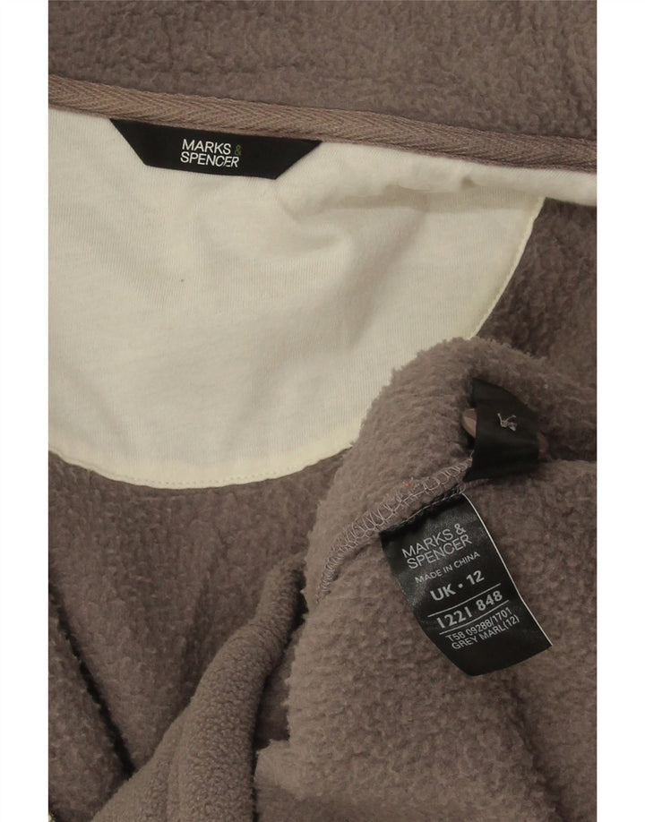 Marks & Spencer Γυναικείο μπουφάν φλις μεγάλου μεγέθους UK 12 μεσαίο γκρι πολυεστέρας