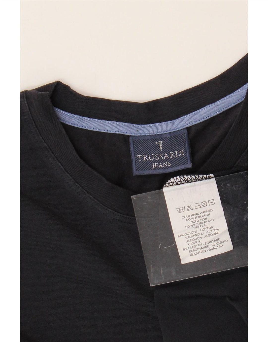 TRUSSARDI JEANS Ανδρικό T-Shirt Top Μεσαίο μαύρο βαμβακερό