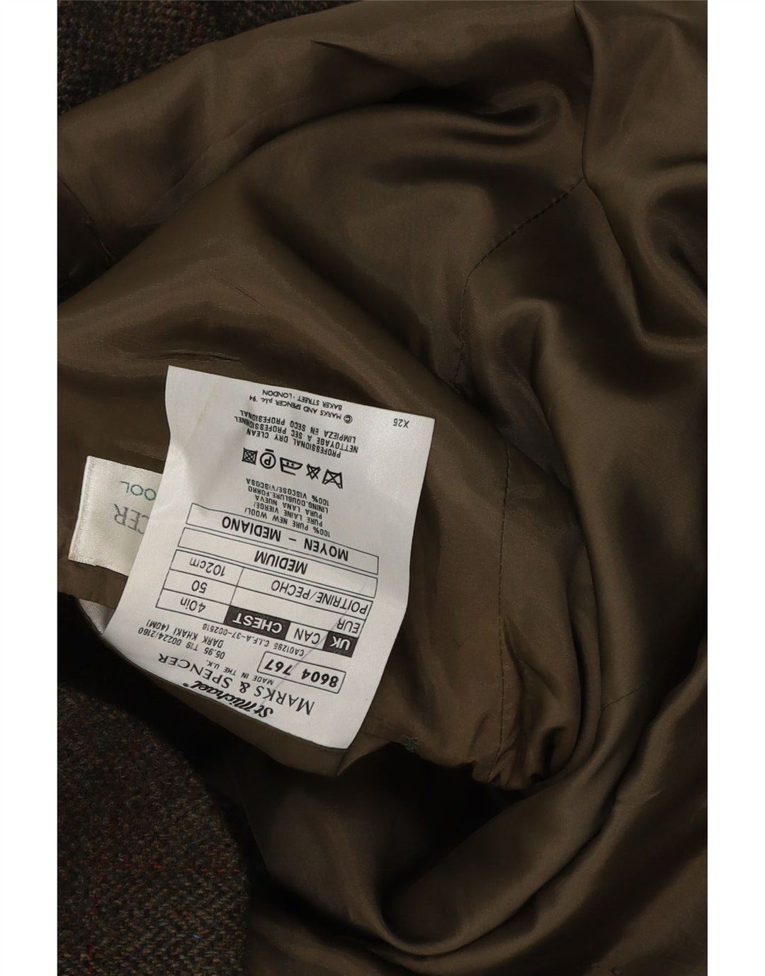 Marks & Spencer Ανδρικό σακάκι σακάκι με 2 κουμπιά UK 40 Large Khaki Check