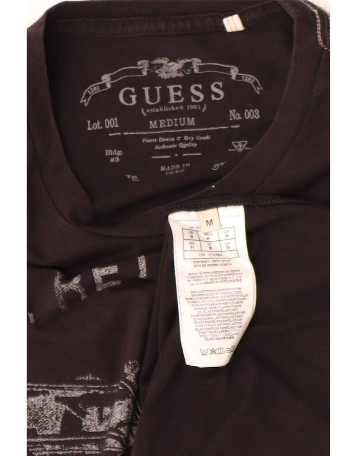 Ανδρικό μπλουζάκι Guess κανονικό γραφικό, μεσαίο μαύρο βαμβακερό