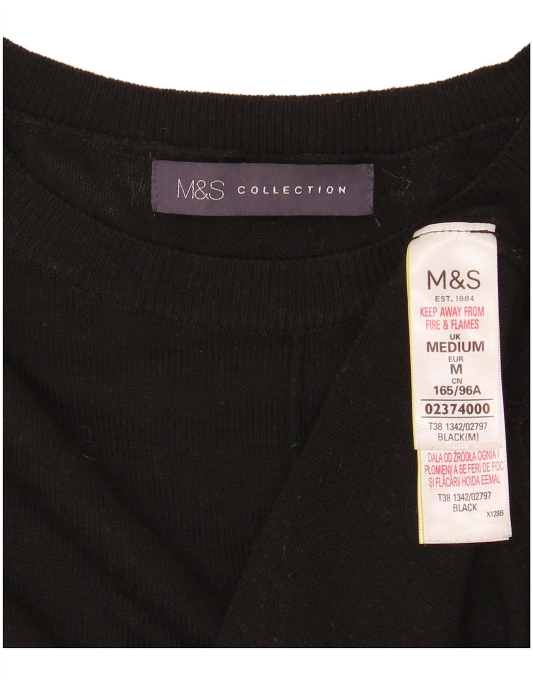 Marks & Spencer Γυναικείο πουλόβερ με λαιμόκοψη UK 14 Medium Black