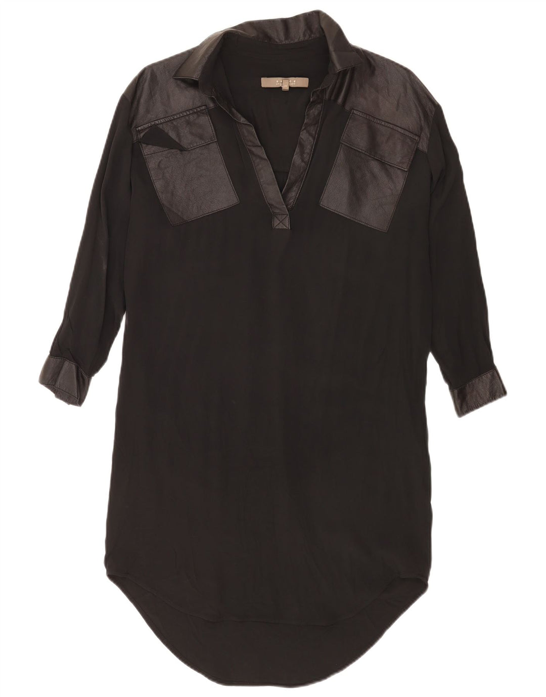 Vintage γυναικείο oversized φόρεμα Shift UK 14 Medium Black Acetate