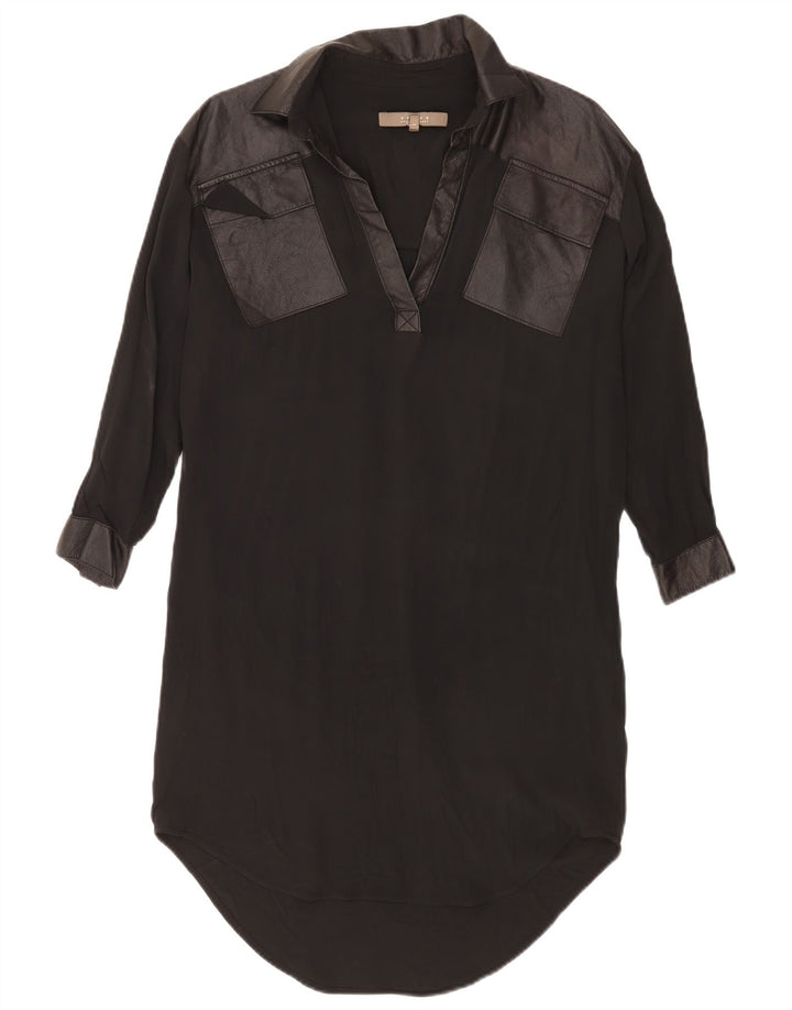 Vintage γυναικείο oversized φόρεμα Shift UK 14 Medium Black Acetate
