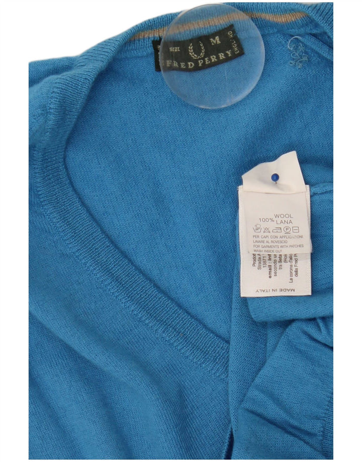 Fred Perry Γυναικείο πουλόβερ με λαιμόκοψη με V λαιμόκοψη UK 12 μεσαίο μπλε μαλλί