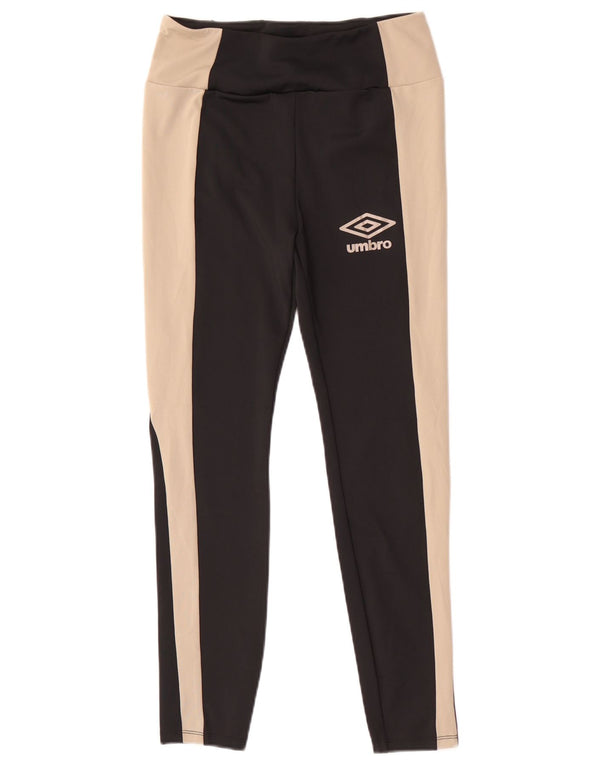 Umbro Womens Leggings UK 12 Medium Black Colourblock Polyester