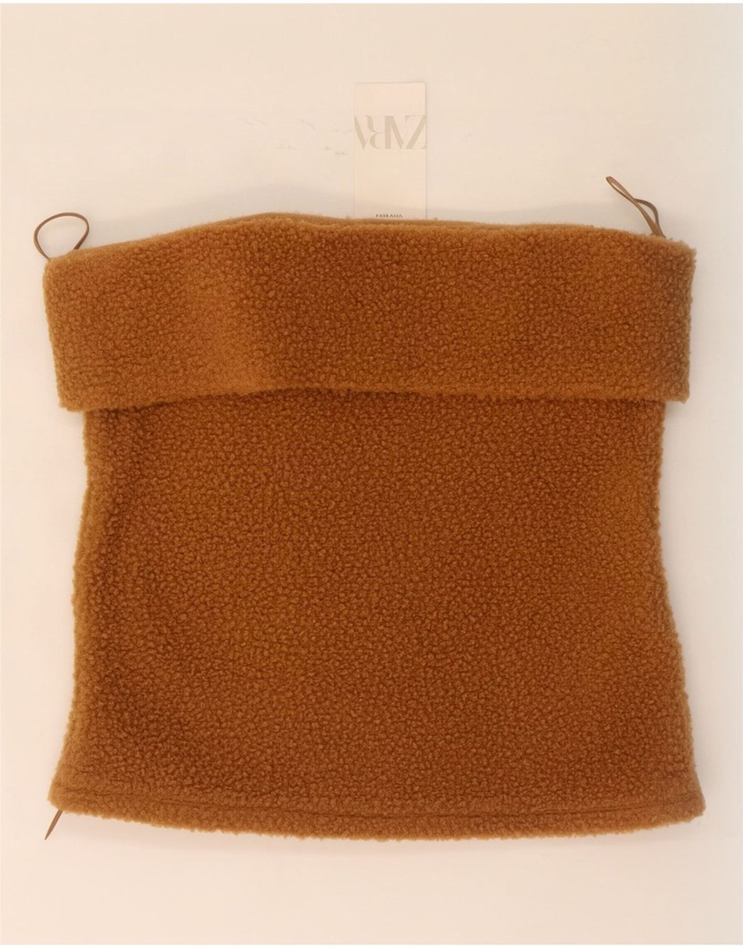 Zara Womens Crop Fleece Στράπλες Τοπ UK 18 XL καφέ πολυεστέρας