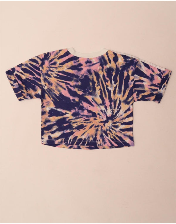 Γυναικείο γραφικό T-shirt Adidas Crop Top UK 12 μεσαία πολύχρωμη βαφή γραβάτα