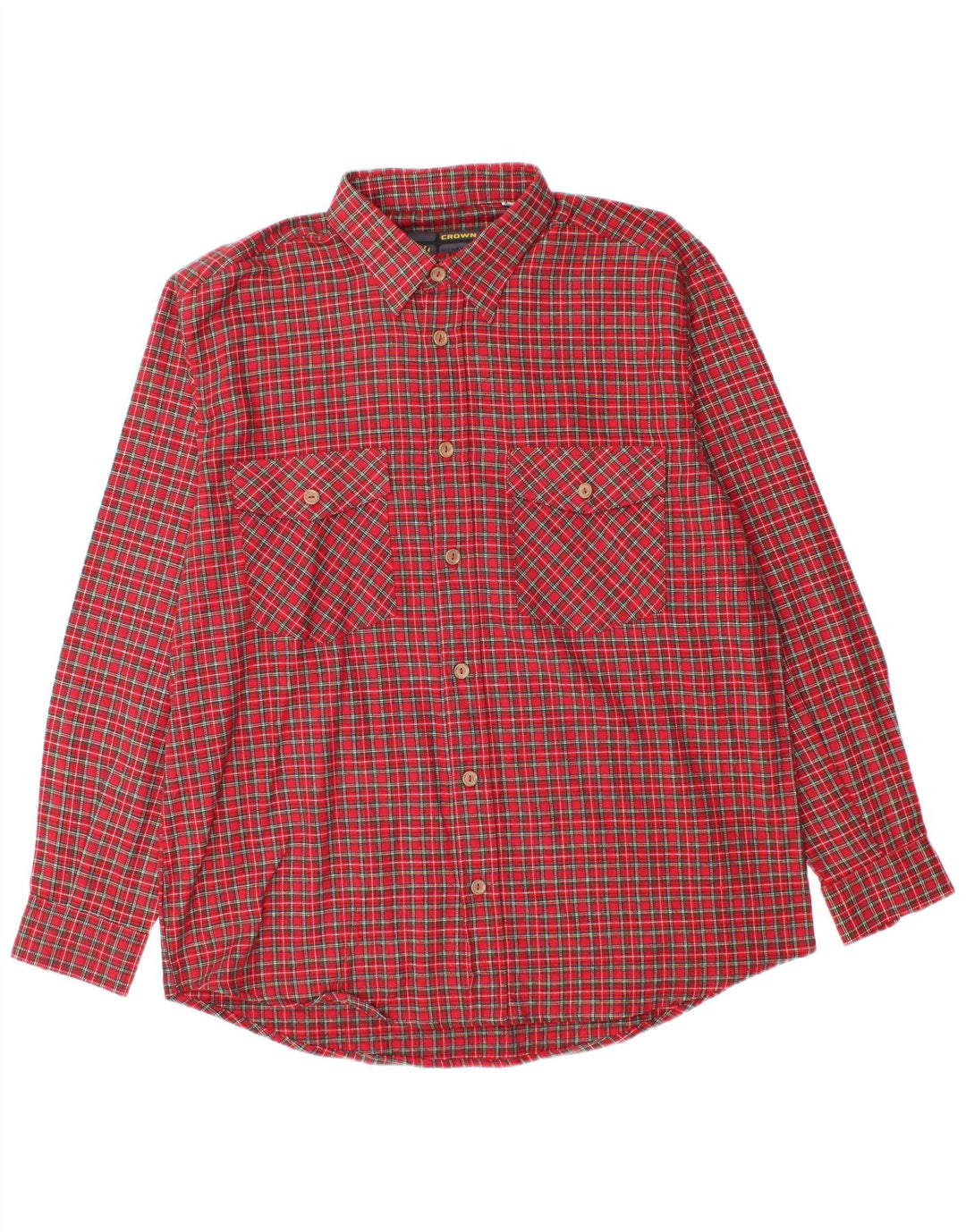 Ανδρικό φανελένιο πουκάμισο Crown Μέγεθος 43 Large Red Check Cotton