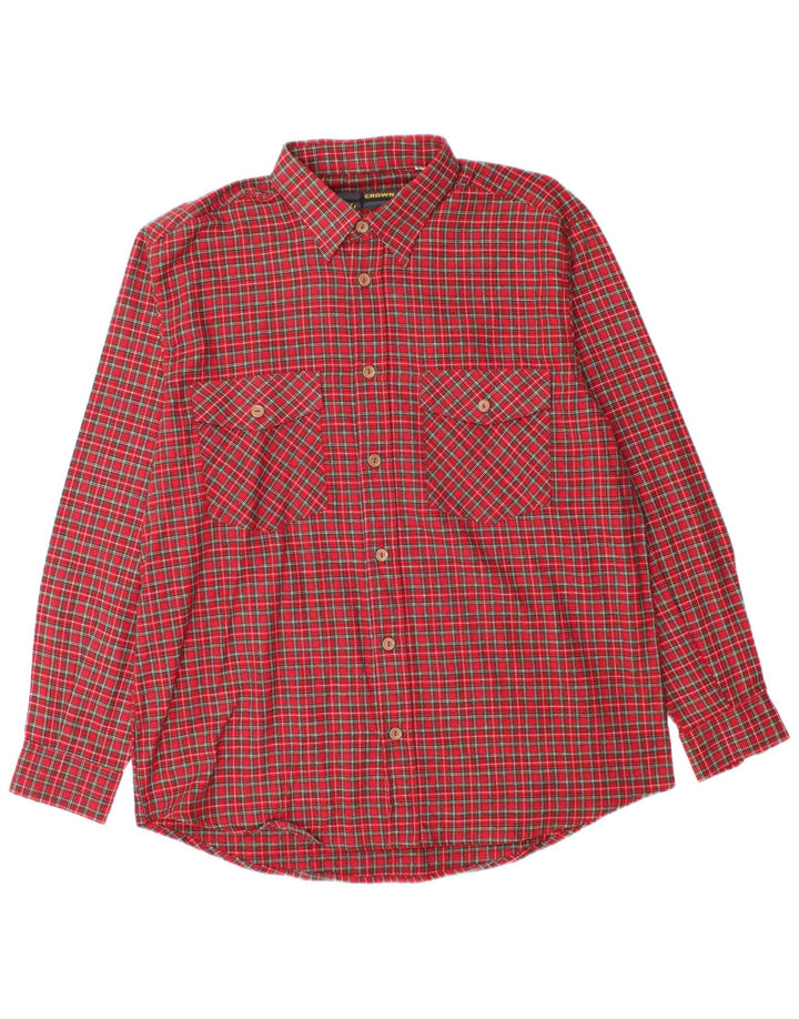 Ανδρικό φανελένιο πουκάμισο Crown Μέγεθος 43 Large Red Check Cotton