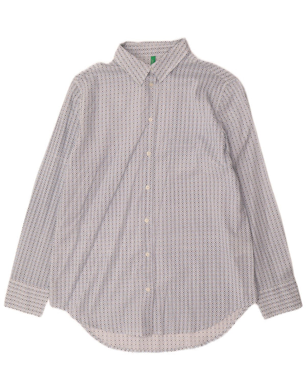 Γυναικείο πουκάμισο Benetton Μικρό μπλε γεωμετρικό βαμβακερό