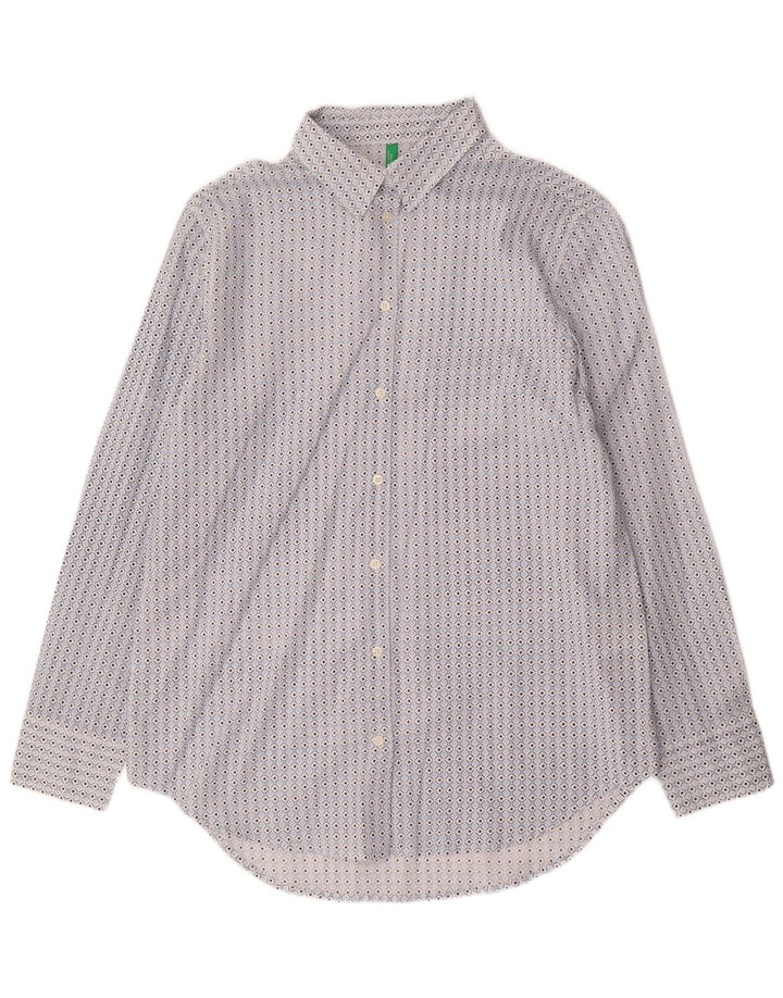 Γυναικείο πουκάμισο Benetton Μικρό μπλε γεωμετρικό βαμβακερό