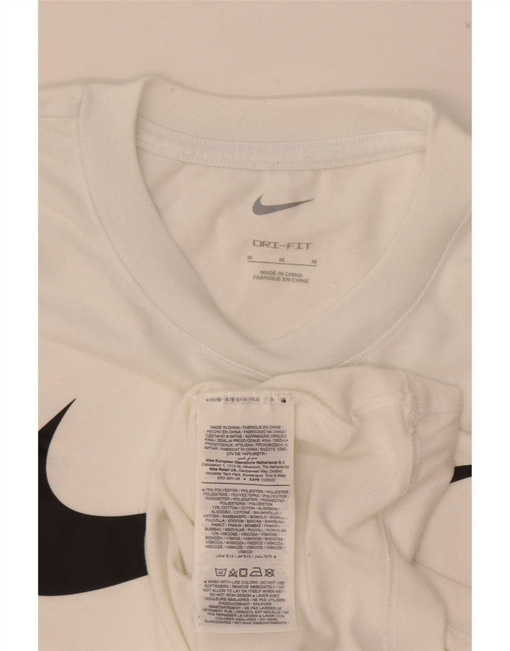 Ανδρικό γραφικό μπλουζάκι Nike Dri Fit, μεσαίο λευκό πολυεστέρας