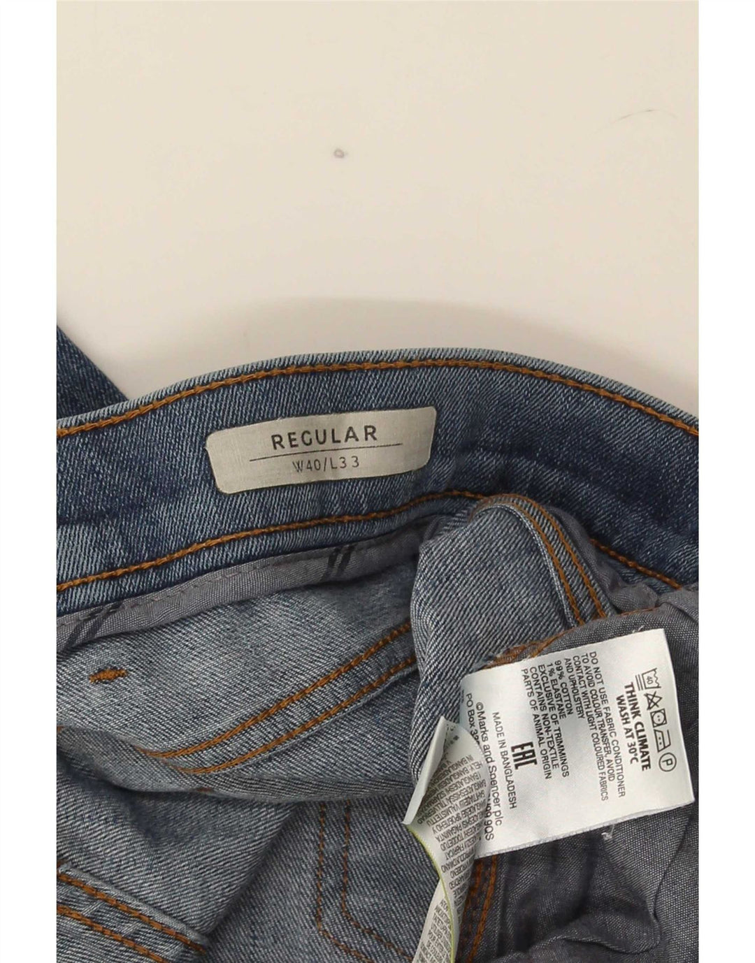 Ανδρικό τζιν ίσιο Marks & Spencer Regular Fit W40 L33 Μπλε βαμβακερό