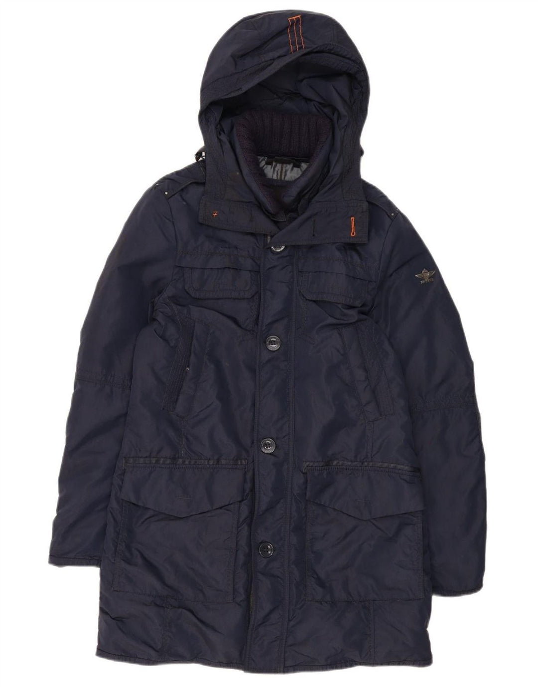Dekker Ανδρικό παλτό με κουκούλα με επένδυση UK 36 Small Navy Blue Polyamide