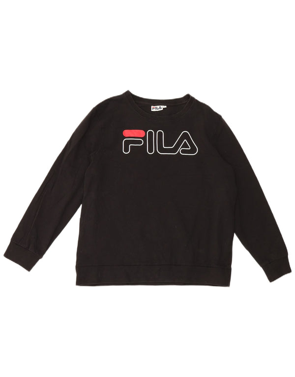 Fila Γυναικείο Γραφικό Φούτερ Jumper UK 14 μεγάλο μαύρο βαμβακερό