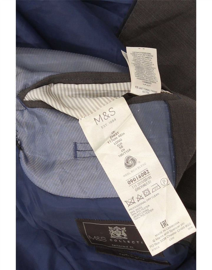 Marks & Spencer Ανδρικό σακάκι σακάκι με 2 κουμπιά και γκρι μαλλί 46 XL