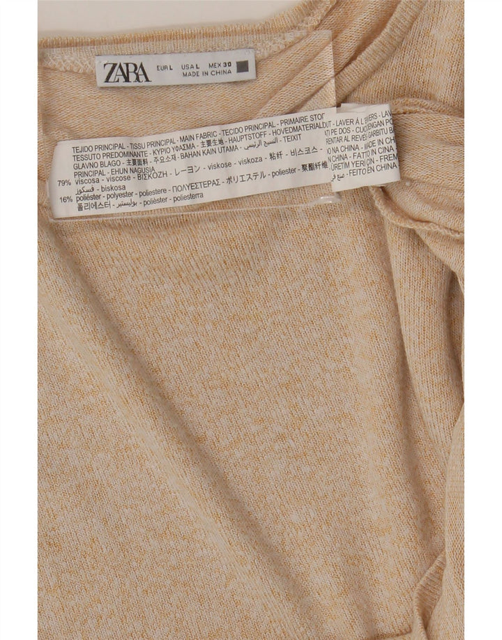 Zara Γυναικεία Μπλούζα Τοπ UK 14 Large Beige Viscose