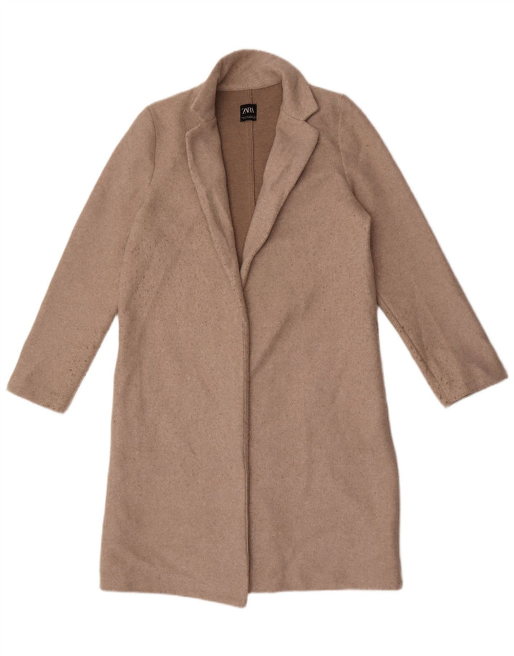 Zara Γυναικείο Ανοιχτό Πανωφόρι UK 14 Medium Grey Polyester