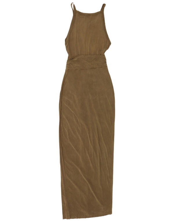 All Saints Γυναικείο Αμάνικο Bodycon Φόρεμα UK 12 Medium Khaki Cupro