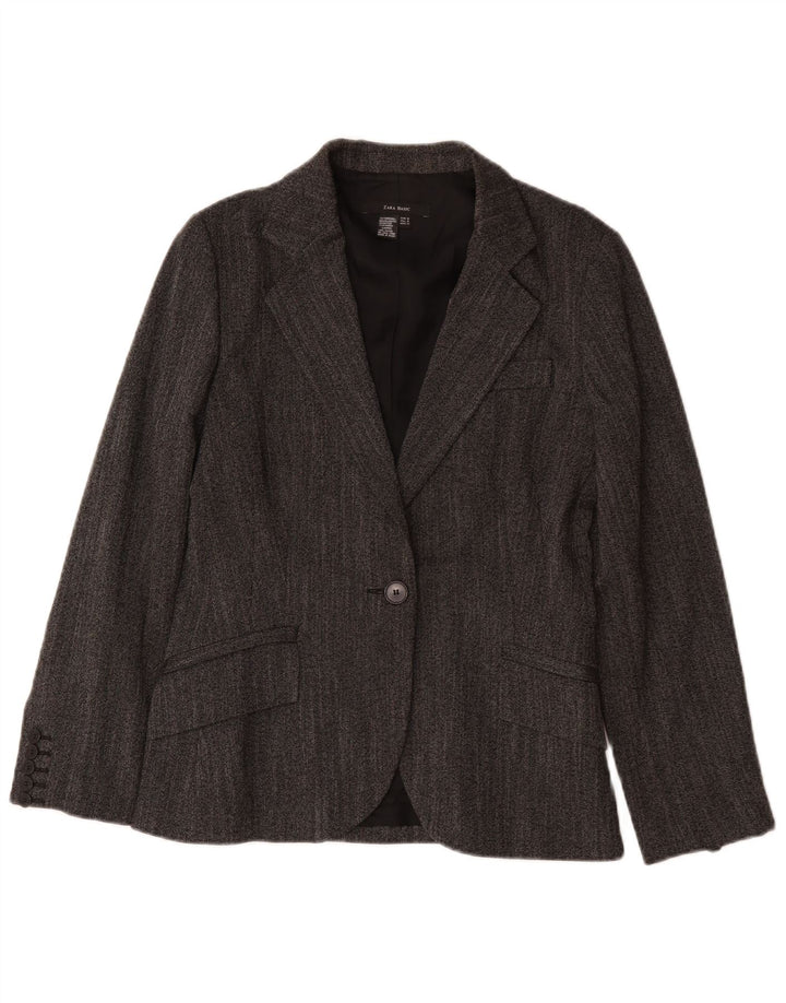 Zara Γυναικείο Μπουφάν 1 Κουμπί Blazer UK 12 Medium Grey Polyester