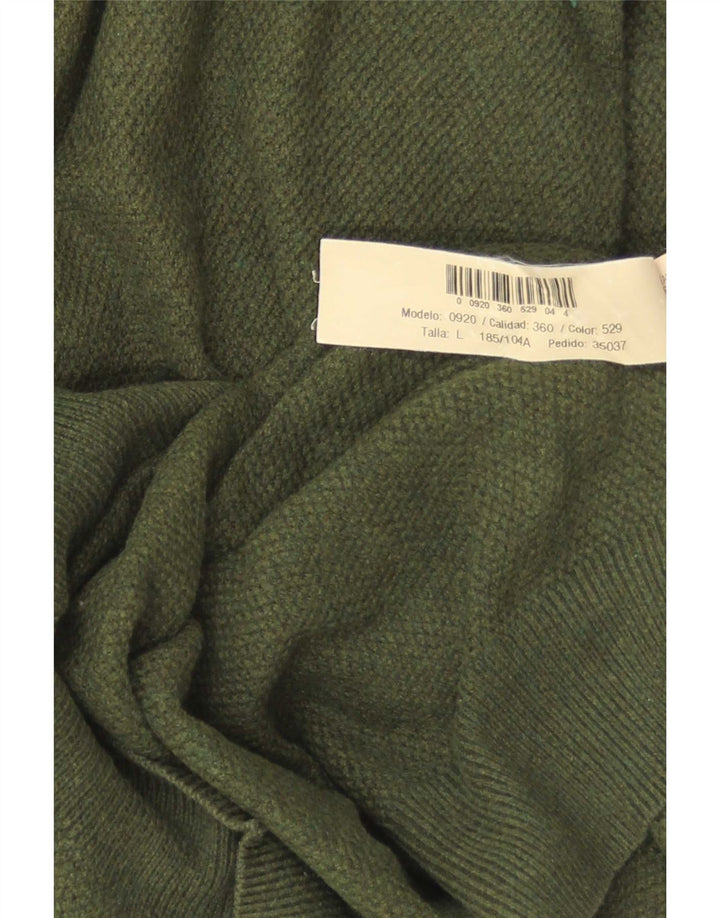 Massimo Dutti Ανδρικό πουλόβερ με λαιμόκοψη με λαιμόκοψη μεγάλο πράσινο βαμβακερό